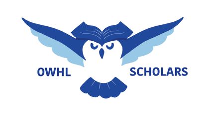 OWHL Scholars Logo of an owl with a book for its tufts